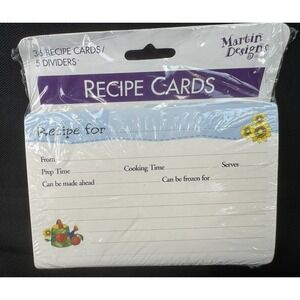 Martin Designs Recipe Card Set Of 2 (3x5) W/ Dividers New Sealed Rooster 2002